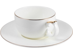 Conjunto De Xícara De Café De Porcelana De 101 A 200 Ml Com Pires Dourado, De Cerâmica De 1 Peça