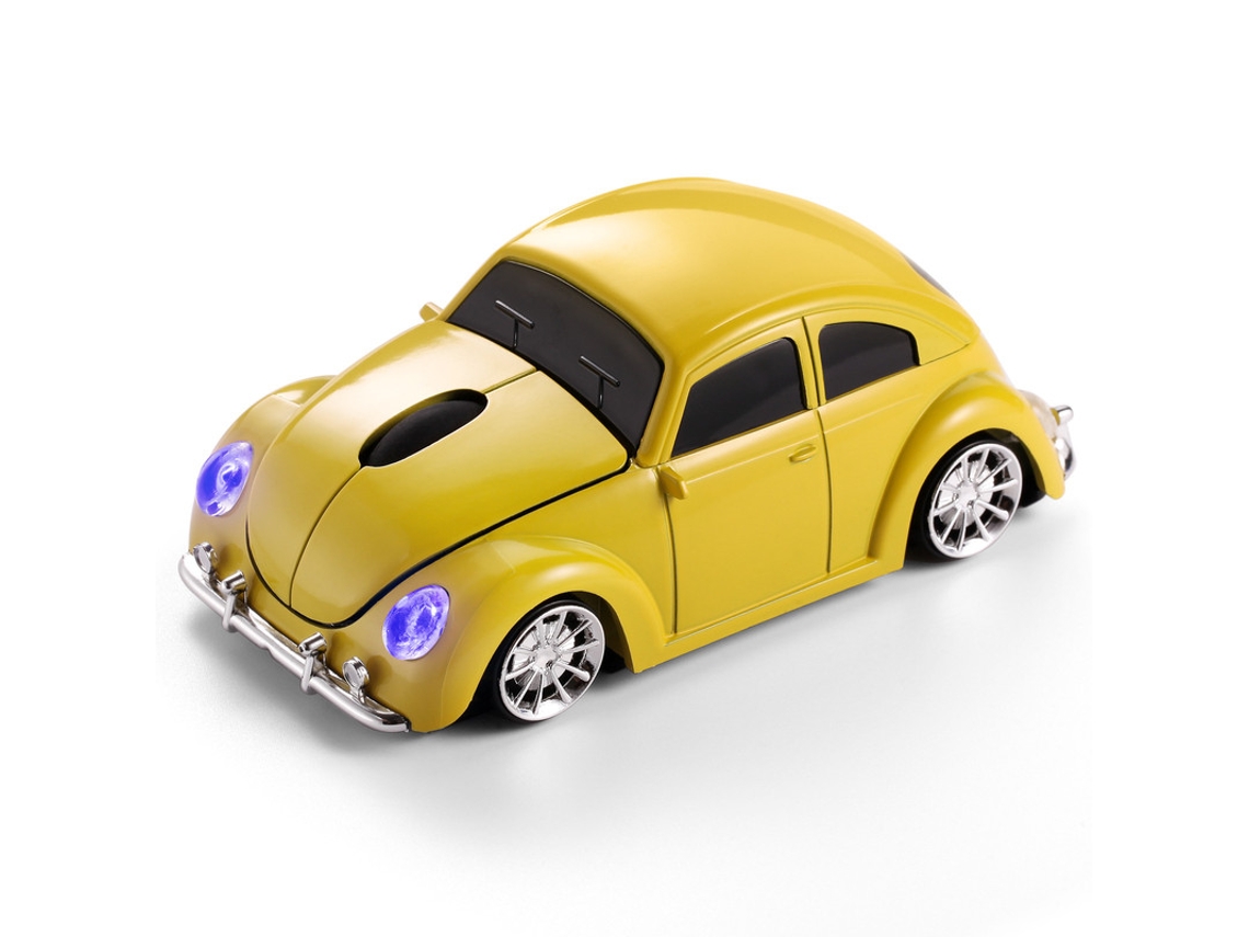 Rato Yizhood M 0308 Sem Fio 2.4ghz Beetle Car Shape Computador Usb Óptico 1600 Dpi Gaming Mini Para Laptop Pc Office Gamer Amarelo