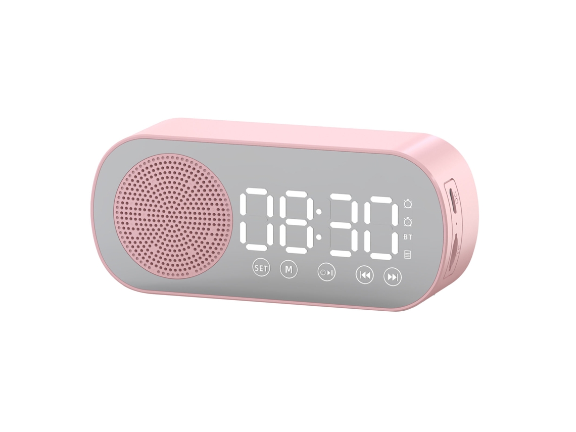 Relógio Mali de Alarme Digital com Bluetooth e Espelho Z7 Rosa | S/MARCA