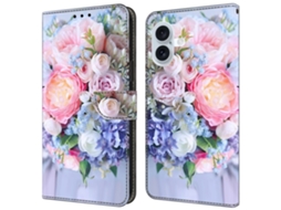 Capa Em Couro Pu Magnético Para Apple Iphone 16 Plus - Flor Colorida