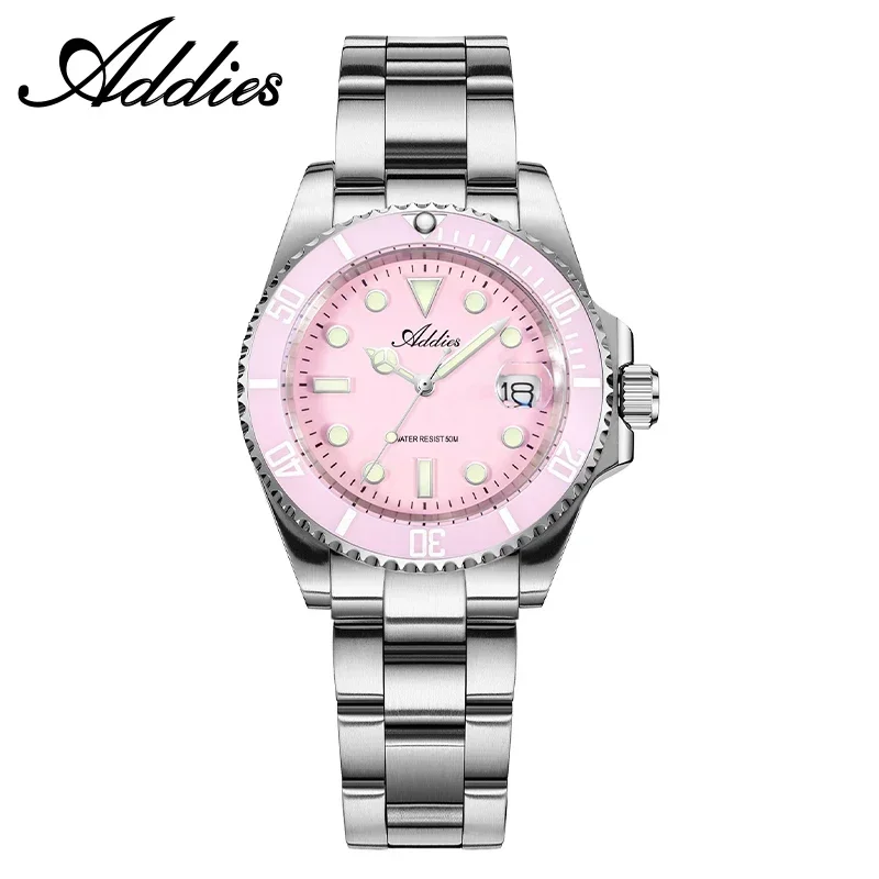 Relógio De Pulso De Quartzo Rosa Para Casal De Executivos, 36 Mm, Luminoso, Resistente À Água Até 50 M.