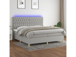 Vidaxl Cama Box Spring C/ Colchão E Led 200x200 Cm Tecido Cinza-claro