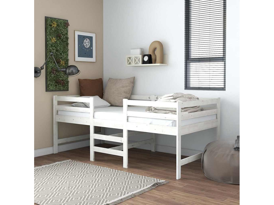 Cama Sem Colchão 90x200 Cm Madeira De Pinho Maciça Branco