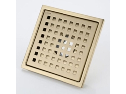Ralo de Chuveiro Quadrado em Aço Inoxidável Dourado, 15 X Cm, com Núcleo Latão, Tampa Desodorizante para Piso Dourado Escovado. AQUAFORGE