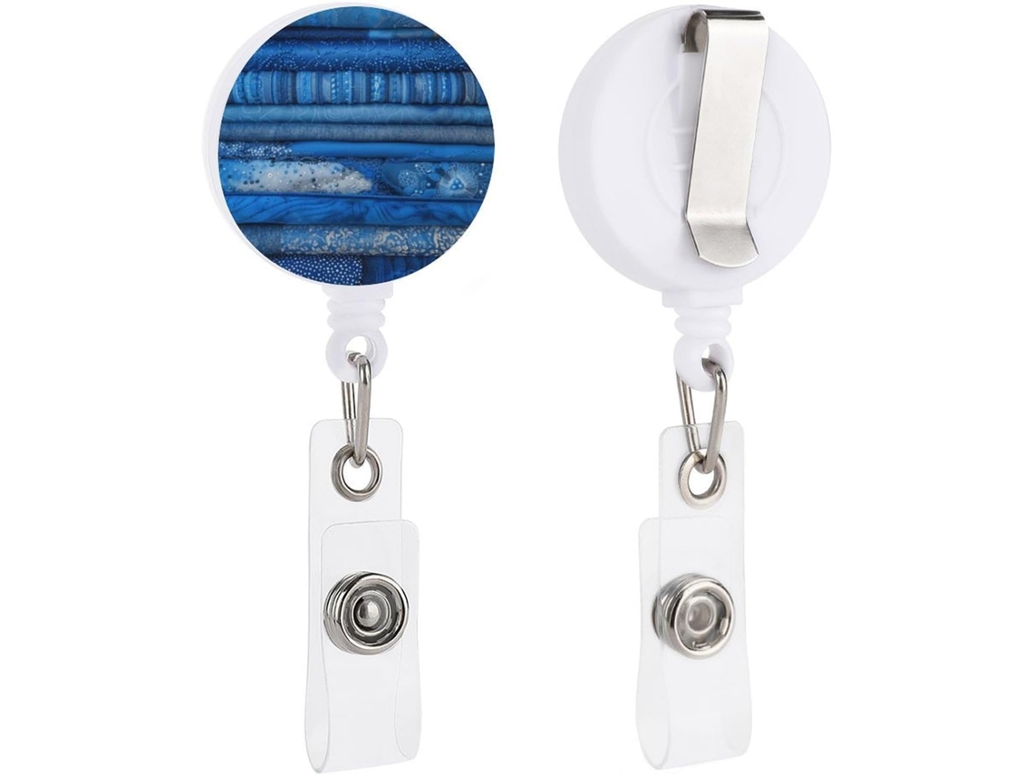 Porta Crachá Retrátil Com Clipe, Azul Claro A Escuro, Um Modelo Divertido E Charmoso Trabalho, Escritório