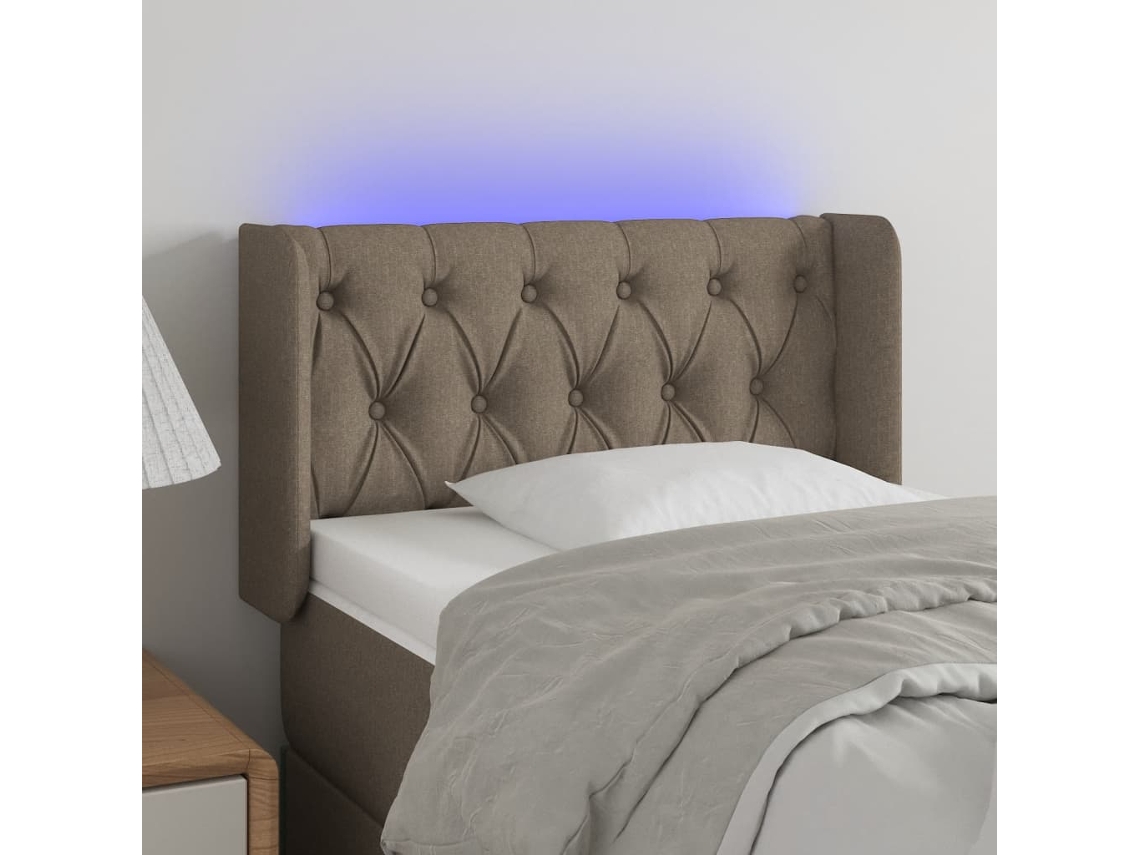 Vidaxl Cabeceira Cama Luzes Led Tecido 83x16x78/88cm Cinza-acastanhado