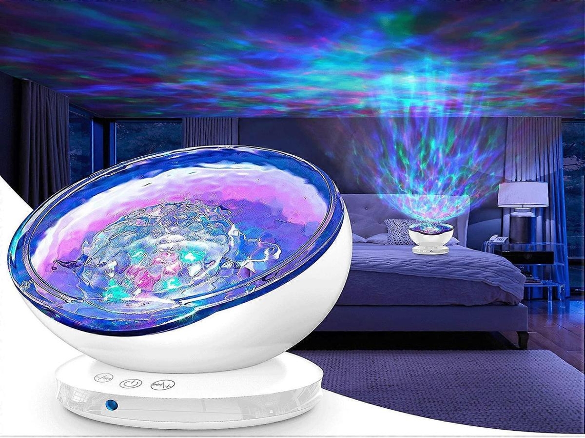 Lurelia Projetor De Estrelas Em Forma De Mar Com Controlo Remoto, Brilho Regulável, Temporizador E Rgb Para Quarto Infantil