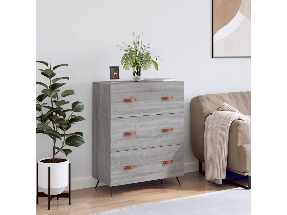 Vidaxl Cómoda 69,5x34x90 Cm Derivados De Madeira Cinzento Sonoma