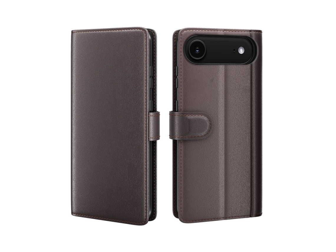 Capa De Couro Genuíno Marrom Para Iphone Air