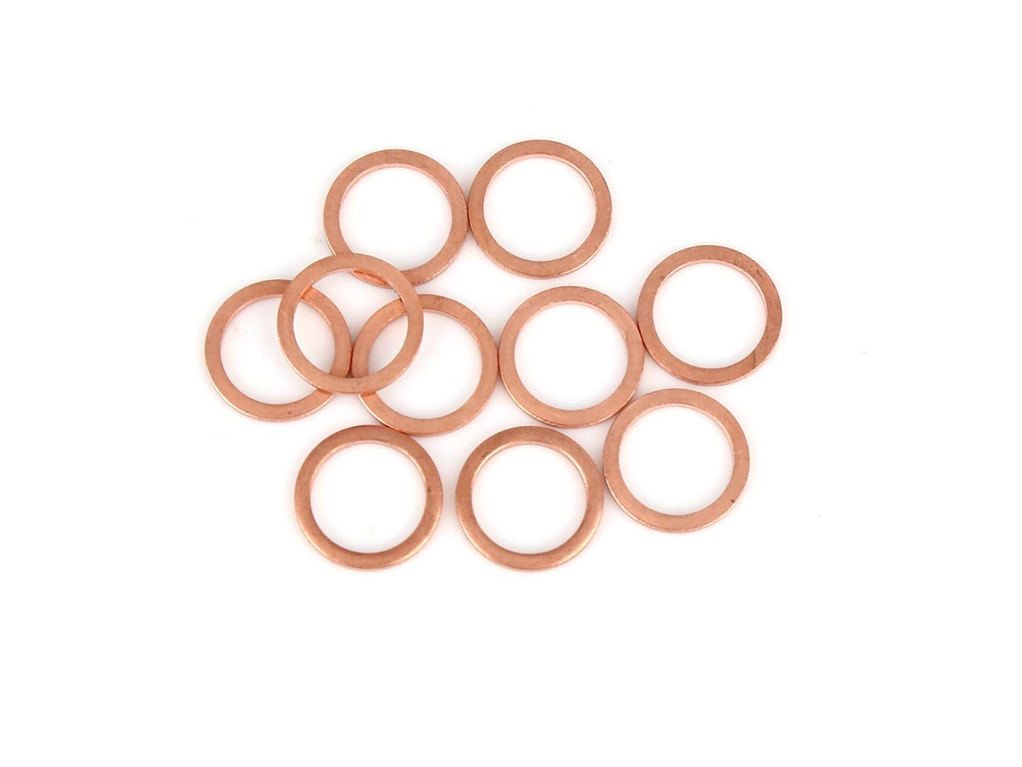 Conjunto de 10 Arruelas Cobre Planas para Vedação Automóveis , Dimensões 12 X 16 1 5 Mm . CHABERLU