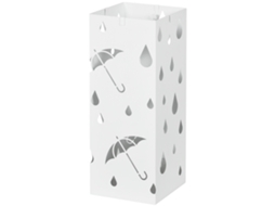 Suporte Para Guarda-chuvas Com 4 Ganchos E Bandeja De Gotejamento Amovível Porta 15,5x15,5x41 Cm Branco