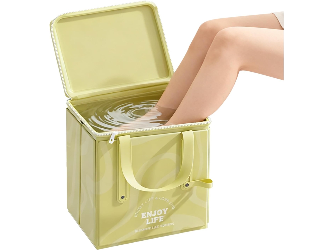Bacia Portátil, Dobrável E Impermeável Para Banheiro De Pés Com Alças.