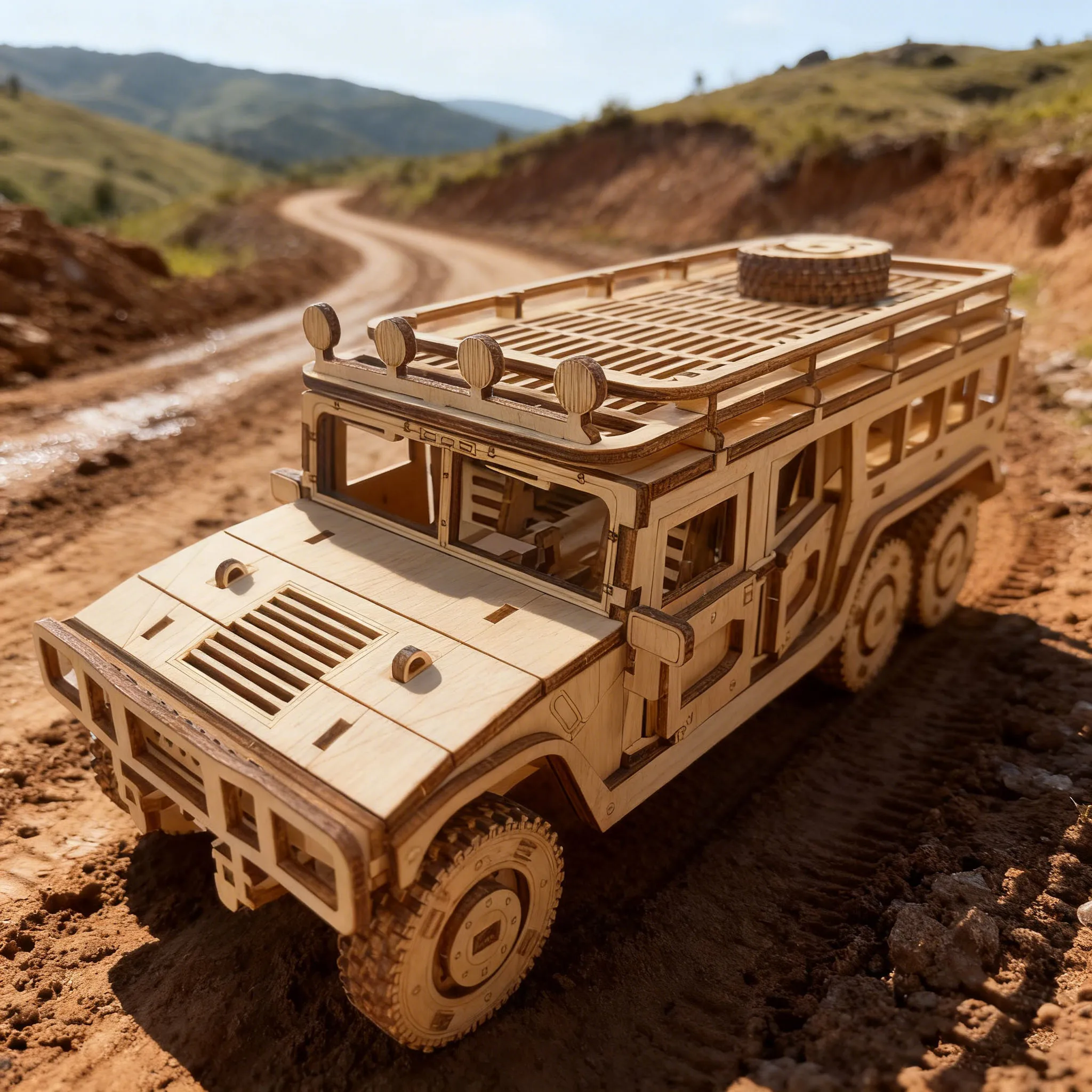 Monte Seu Próprio Quebra cabeça de Madeira do Hummer, um Veículo Off road Montagem 3d de um Veículo Off road de Madeira. MDUG