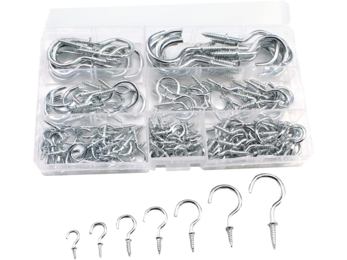 Conjunto Com 150 Ganchos De Cozinha Em Zinco Formato Parafuso E Ponto