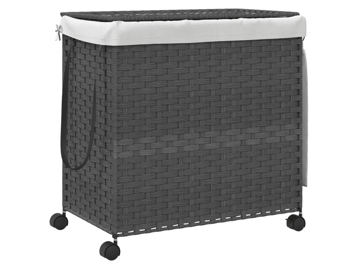 Cesto para roupa suja com rodas VIDAXL vime cinzento (60x35x60,5 cm)