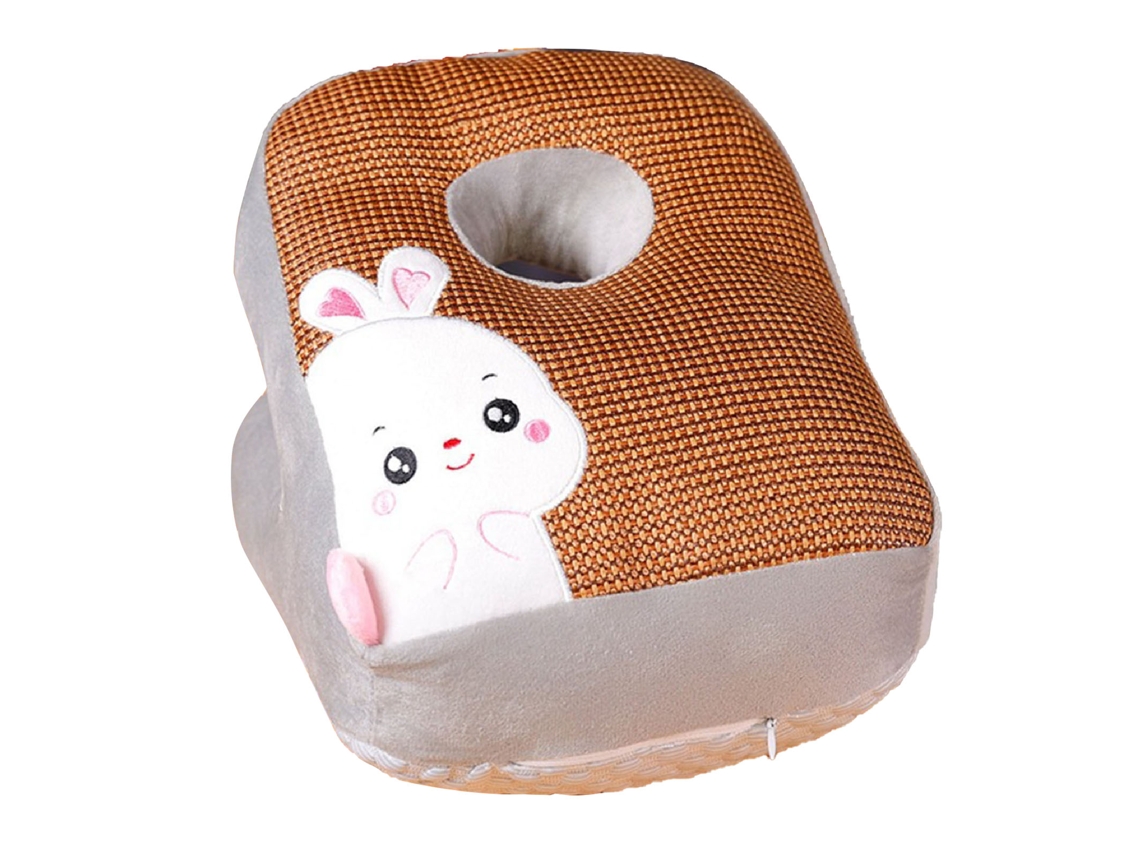 Almohada De Escritorio Para Siesta Estilo Cartoon Transpirable Alfombra De Ratán Doble Lado Conejo