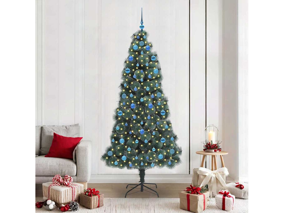 Vidaxl Árvore De Natal Artificial Pré-iluminada Com Conjunto De Bolas