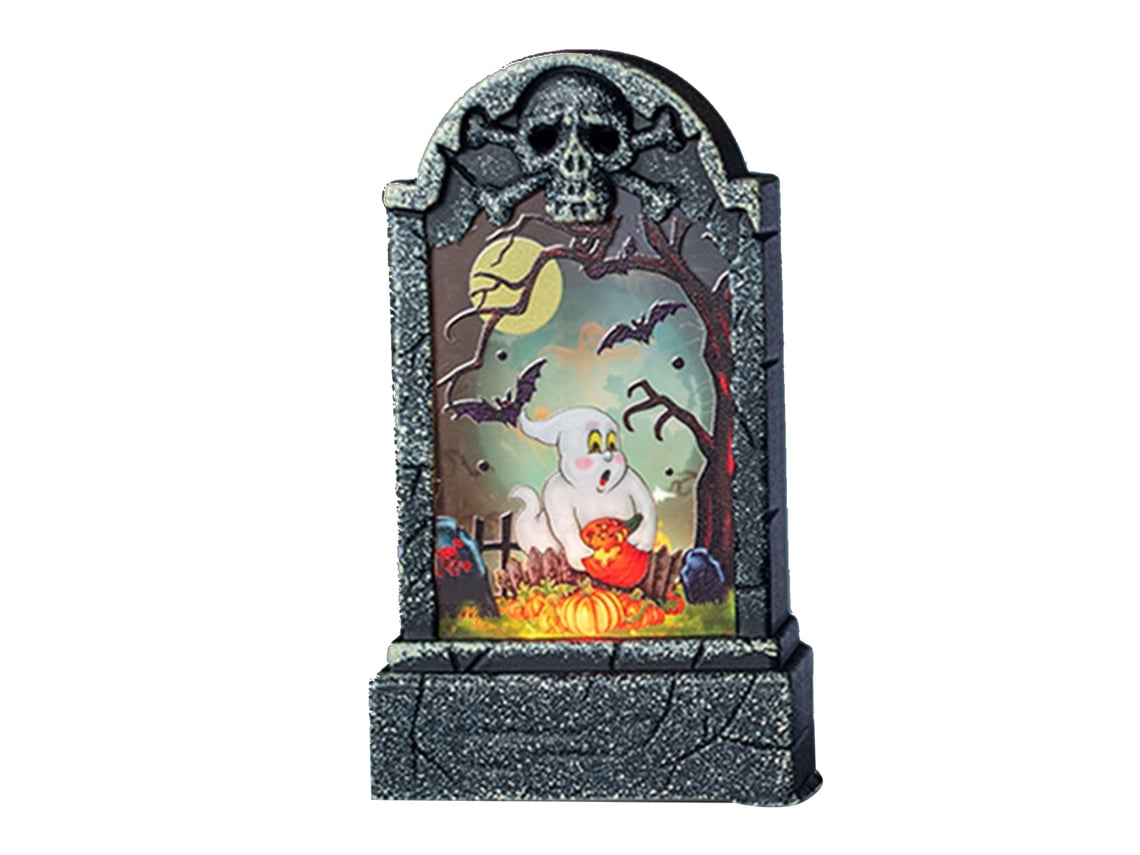 Ats lâmpada Decoratsiva de Tumba de Halloween com Padrões Especiais Luz Led para Festa Bar Lar Fantasma Branco