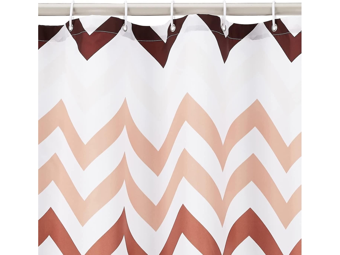 Cortina De Chuveiro De Tecido - 72 X 72 Polegadas (183 X 183 Cm), Laranja Com Padrão Ombre Chevron