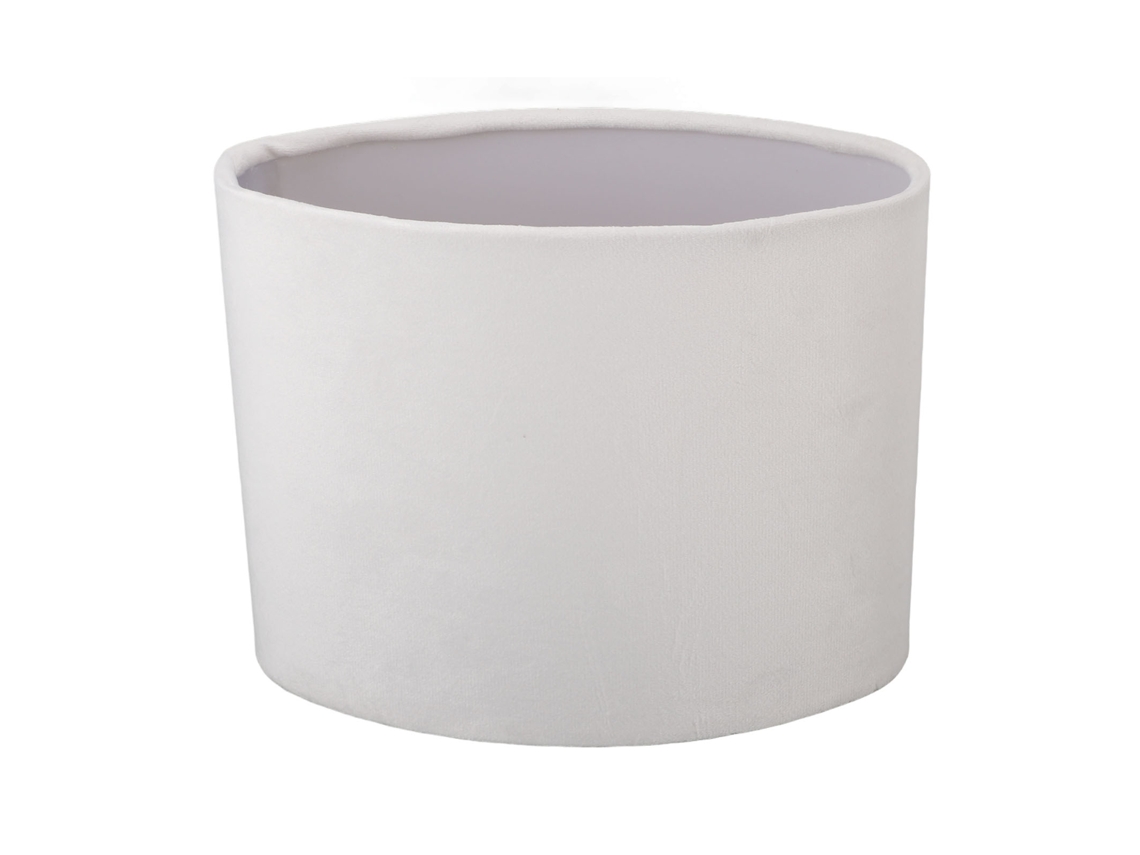 Abajur Oval de Têxtil Pelúcia Branco para Lâmpada de Mesa e Chão E27 E14