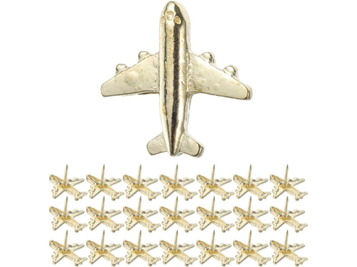 Ibasenice Conjunto De 30-tachinhas Decorativas Metal, Fáceis De Guardar, Em Formato De Avião, Para Quadros De Cortiça E