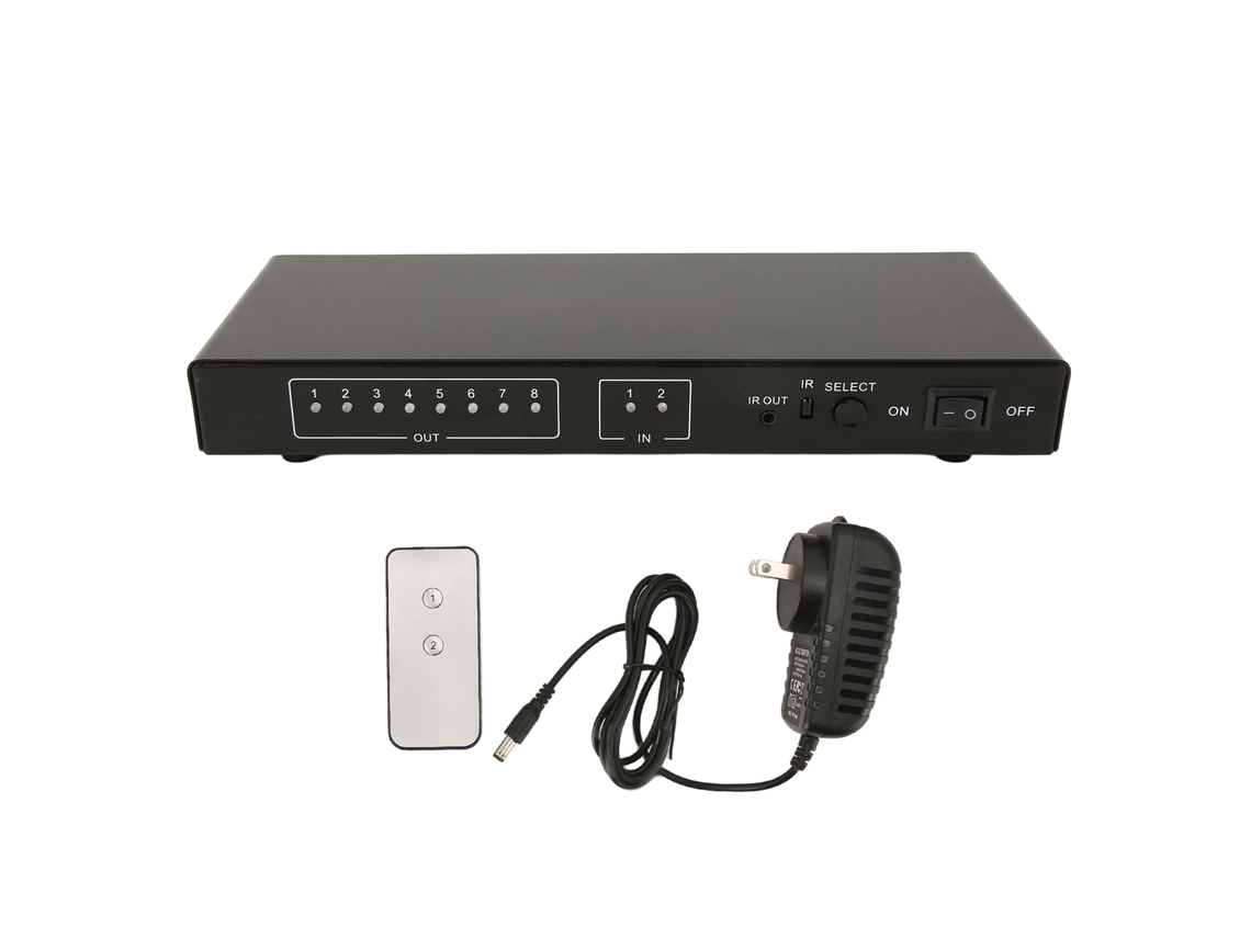 Divisor Hdmi EOOCOO (2 Entradas 8 Saídas Transmissão 4k)