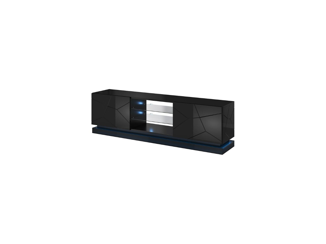 Móvel de Tv CAMA MEBLE Qiu 200 Czarny Preto Laminado Madeira Mdf 200x57x42 cm