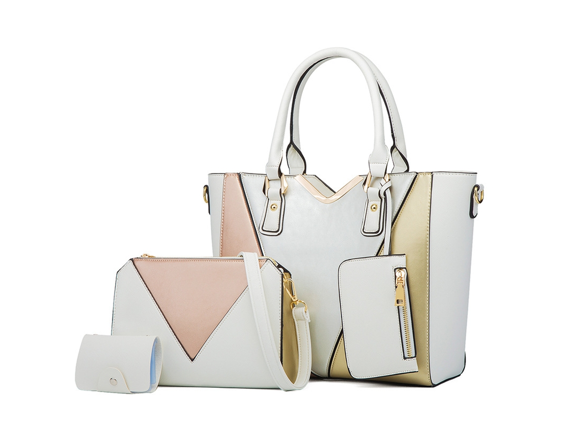 Conjunto De Bolsa Feminina De 4 Peças, Bolsa De Luxo Em Couro Pu, Um Presente Perfeito Para O Dia Dos Namorados (branca) Cuich