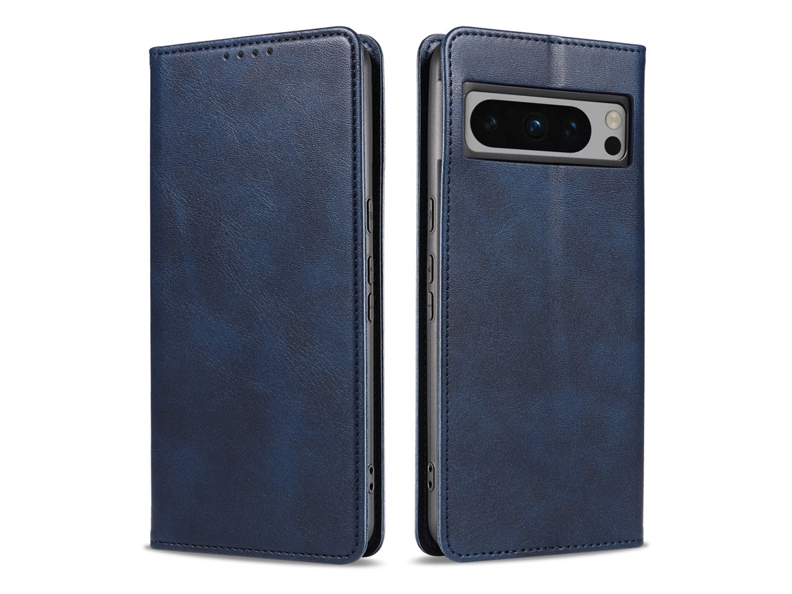 Capa Flip Para Celular Em Couro Com Estampa De Pele De Bezerro.azul - Pixel 8a