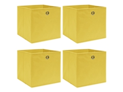 Vidaxl Caixas De Arrumação 4 Pcs 32x32x32 Cm Tecido Amarelo