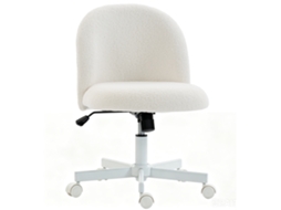 Cadeira De Escritório Ergonómica, Cadeira De Escritório Inclinable En Tecido Bouclette Sans Apoios De Braços, Hauteur...