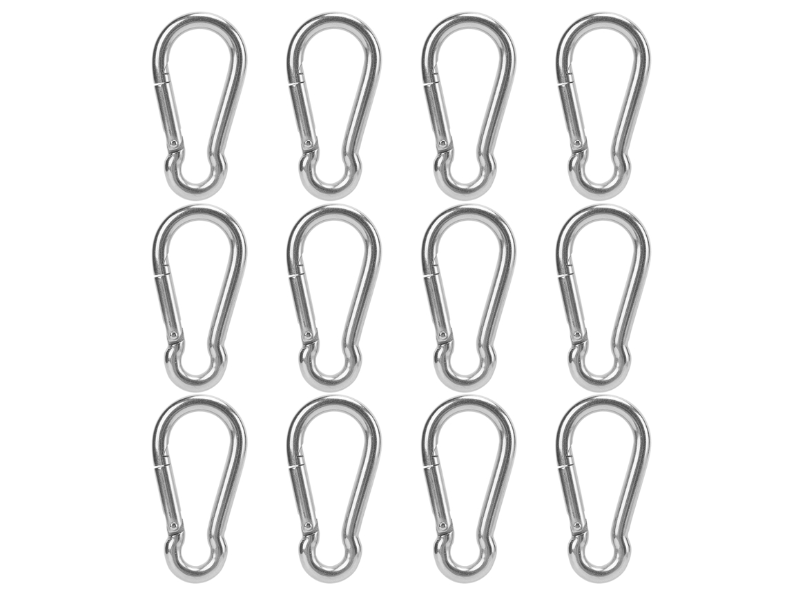 12pcs Carabinas Aço Inoxidável 8x80mm