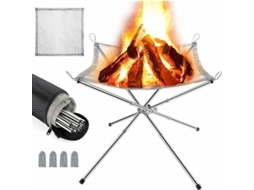 Fogueira portátil ao ar livre, dobrável, com maleta, churrasqueira inox, para camping e jardim (42x42x32cm) | S/MARCA