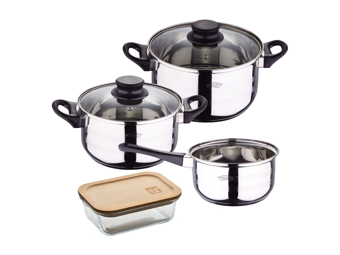 Conjunto De Panelas Toledo Adequado Para Indução Recipiente De Vidro De 650ml Bergner
