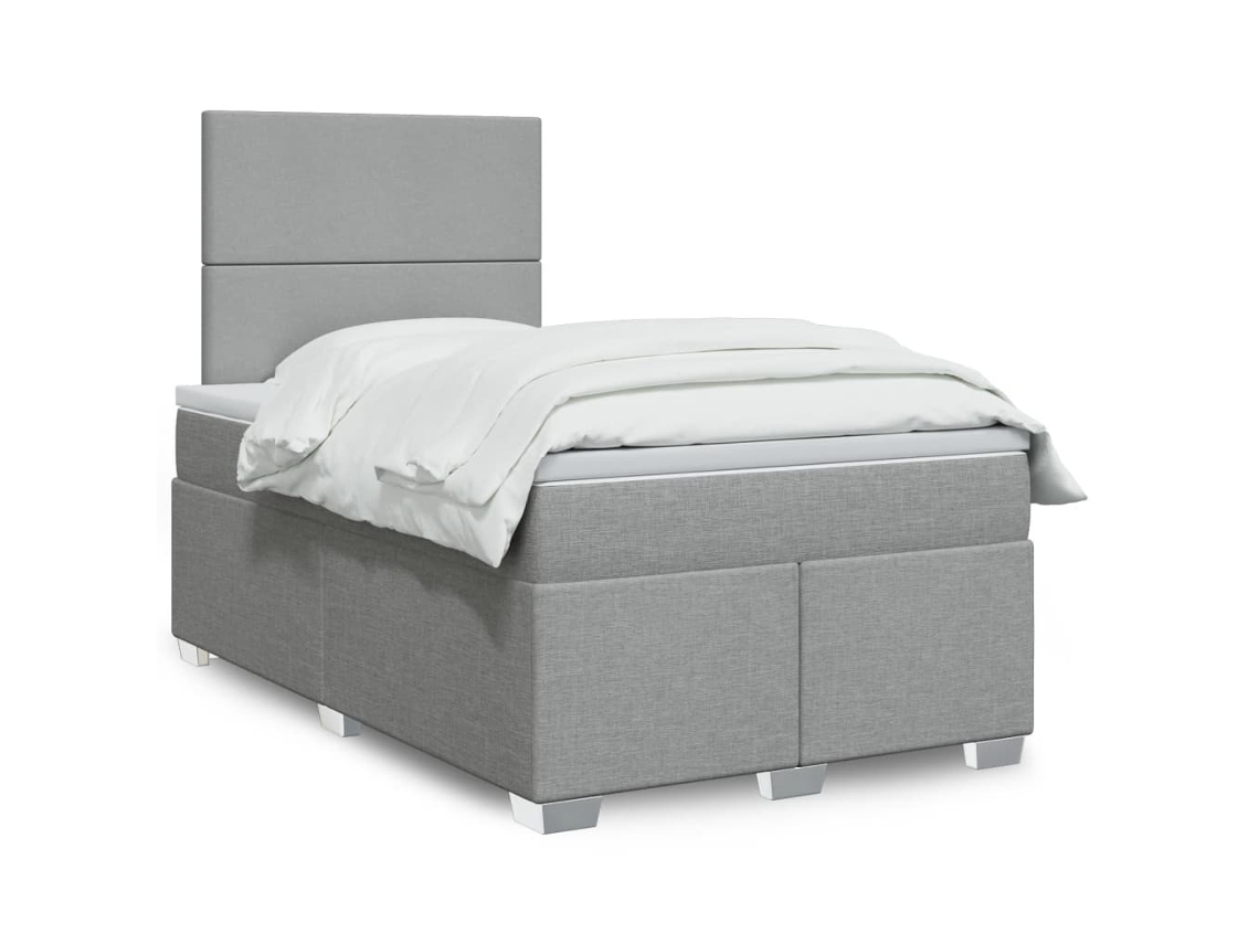 Vidaxl Cama Com Molas/colchão 120x200 Cm Tecido Cinza-claro