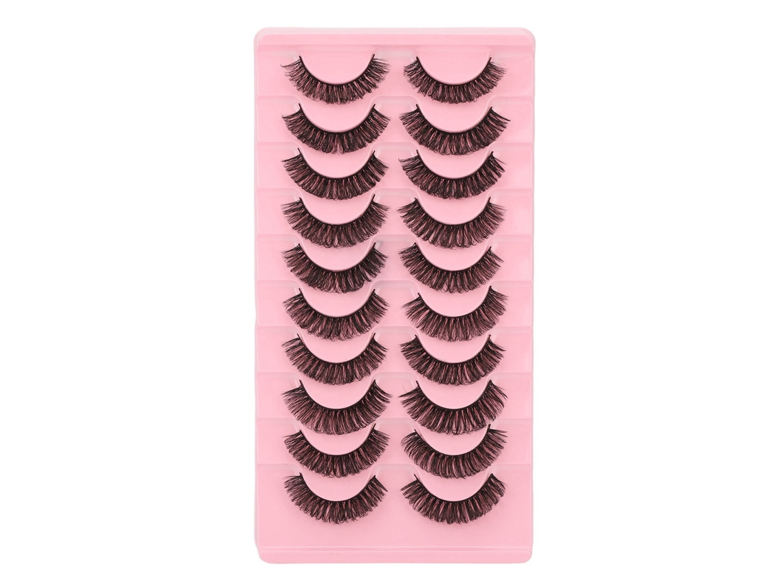 Kit De 10 Pares De Cílios Falsos Dd Curl De Fibra Natural Reutilizáveis Para Maquiagem