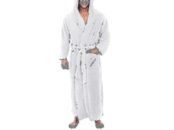 Roupa De Banho Masculina Confortável De Poliéster Com Bolsos E Laço Interior Para Inverno, Primavera E Outono Branco