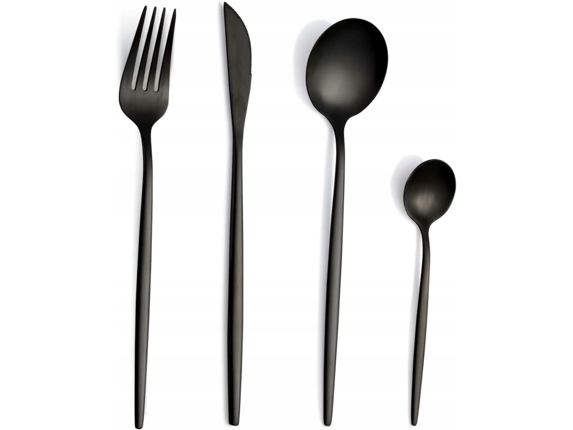 24 Peças De Utensílios Para 6 Pessoas Aço Inoxidável Preto