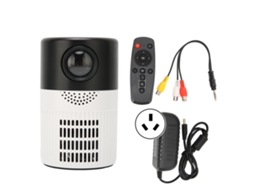 Miniprojetor portátil Slwomoose HD 1080P com áudio de cinema e ventilador duplo para DVD, 100 V-240 V, preto e branco, plugue australiano