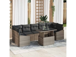 Vidaxl Conjunto De Sofá De Jardim 8 Unid. Cinzeto Vime Pe