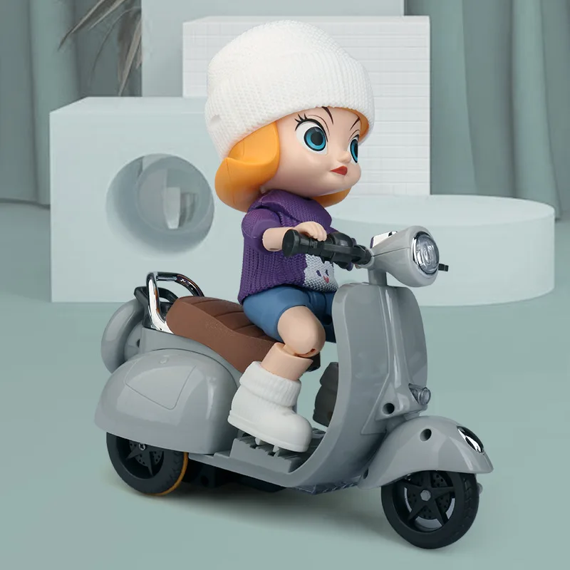 Triciclo Acrobático Infantil com Luzes Led, Brinquedo de Carro Acrobático Giratório MDUG (cinza)