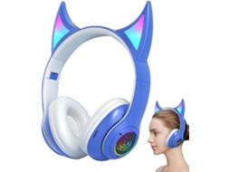 Fones De Ouvido Sem Fio Supra Auriculares Com Orelhas Gato E Luzes Coloridas Que Simulam A Respiração
