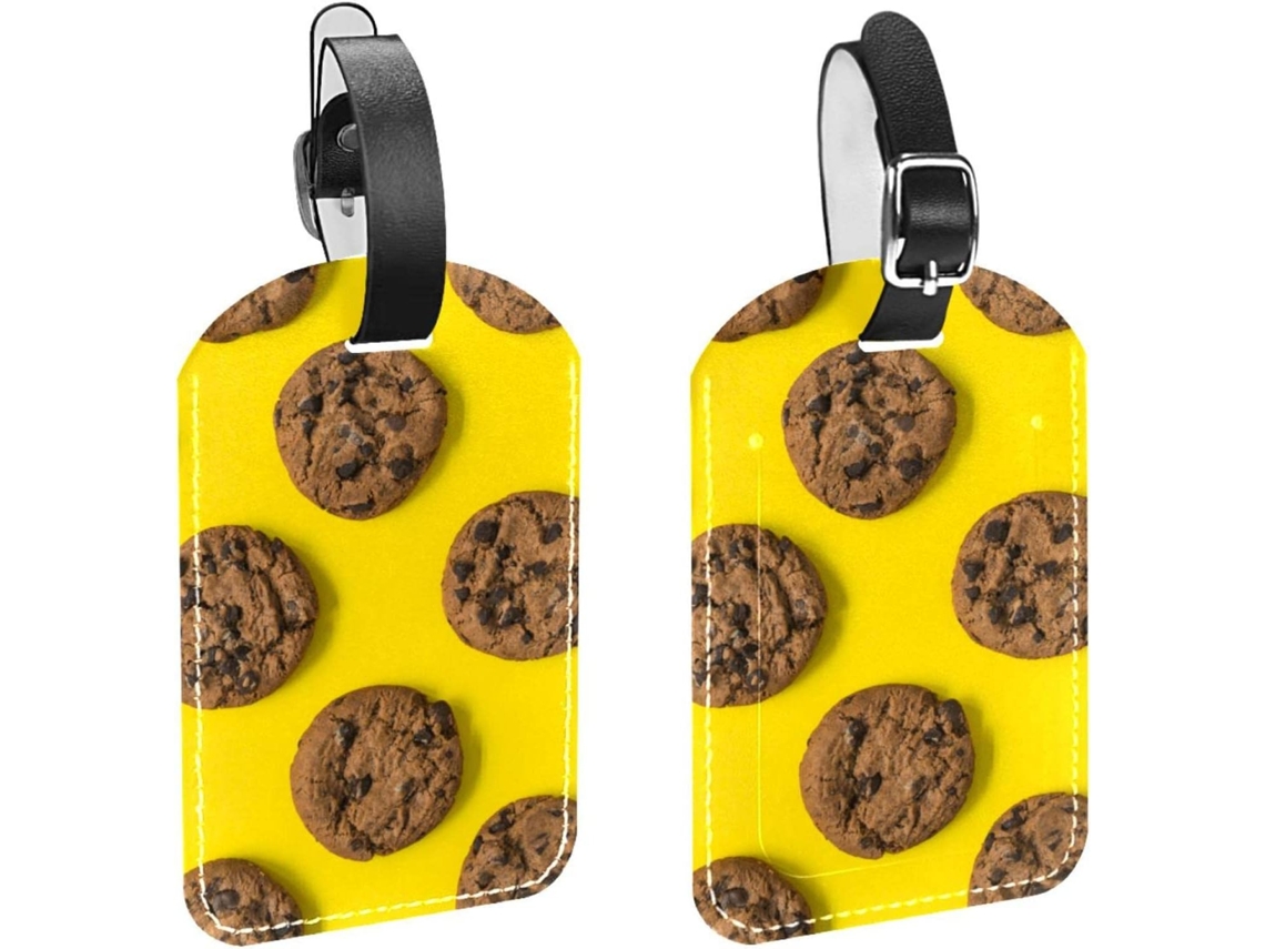 Conjunto De 2 Etiquetas Bagagem Em Imitação Couro Biscoitos Chocolate
