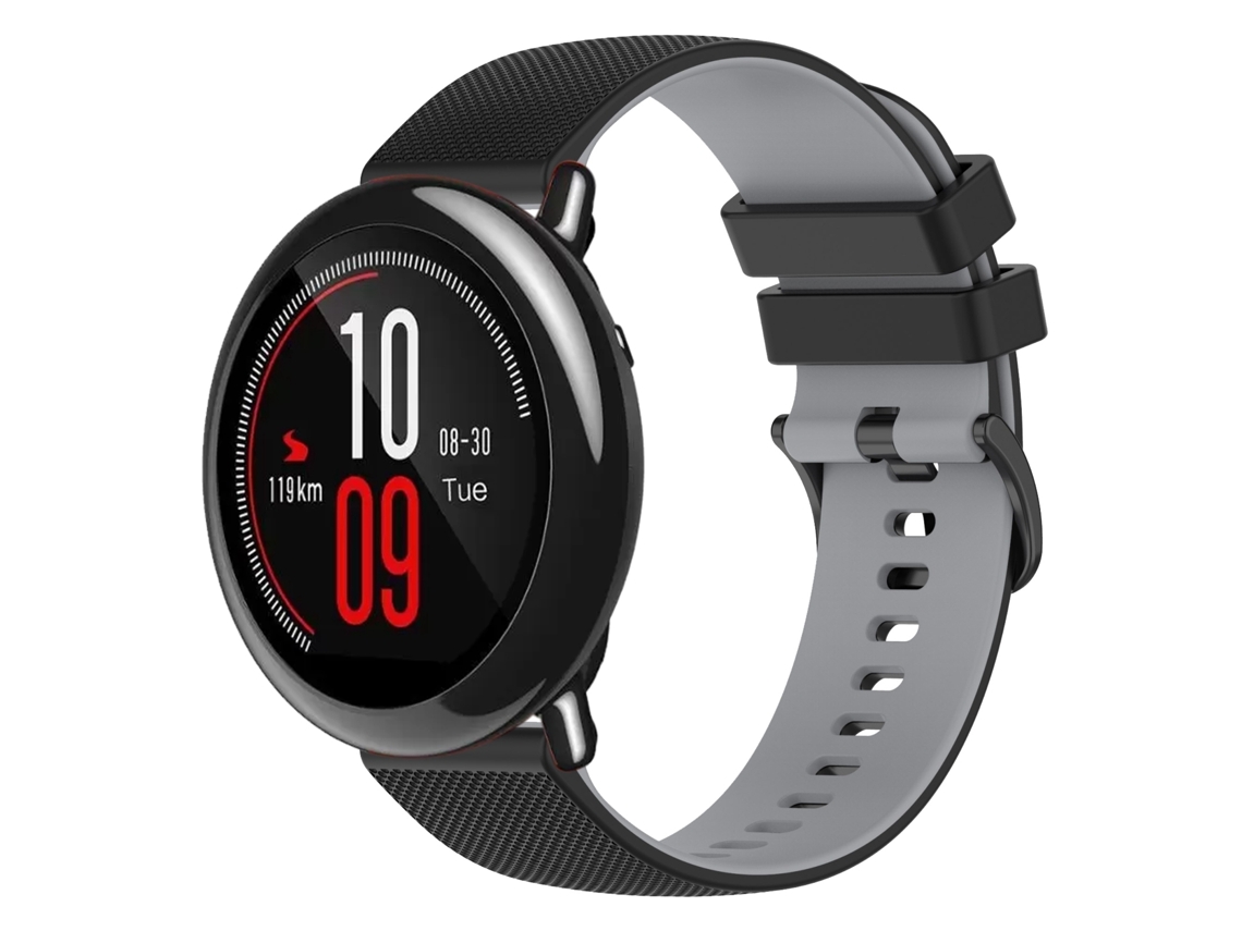 Bracelete de Smartwatch para Amazfit Pace 22mm de silicone xadrez de duas cores (preto + cinza)
