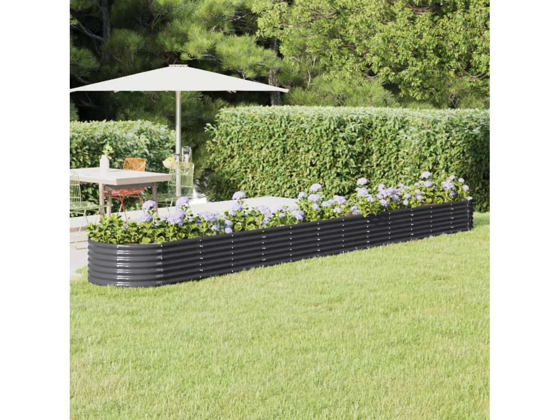 Canteiro Elevado Jardim 512x80x36 Aã§o Revestido A Pã³ Antracite Dkd Home Decor