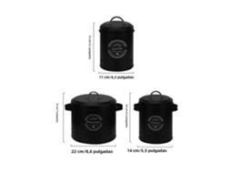 Conjunto de Três Cestos Organizadores de Cozinha , Estilo Moderno, em Metal. MDUG (preto)