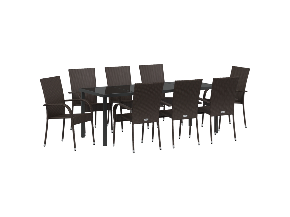 Conjunto 5 Jantar No Jardim Vidaxl Castanho Vime Pe (200 X 80 X 73 Cm)