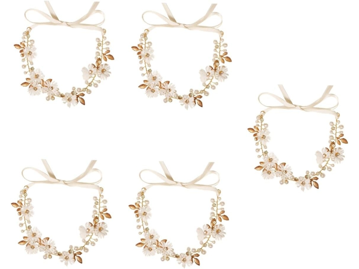 Conjunto De 5 Peças Com Tiara Floral, Coroa Elegante E Acessórios Para Noiva E Damas De Honra.