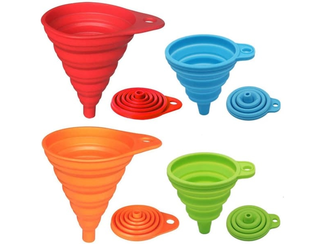 Conjunto De Funis De Silicone, 4 Peças, Dobráveis, Para Líquidos E Pós