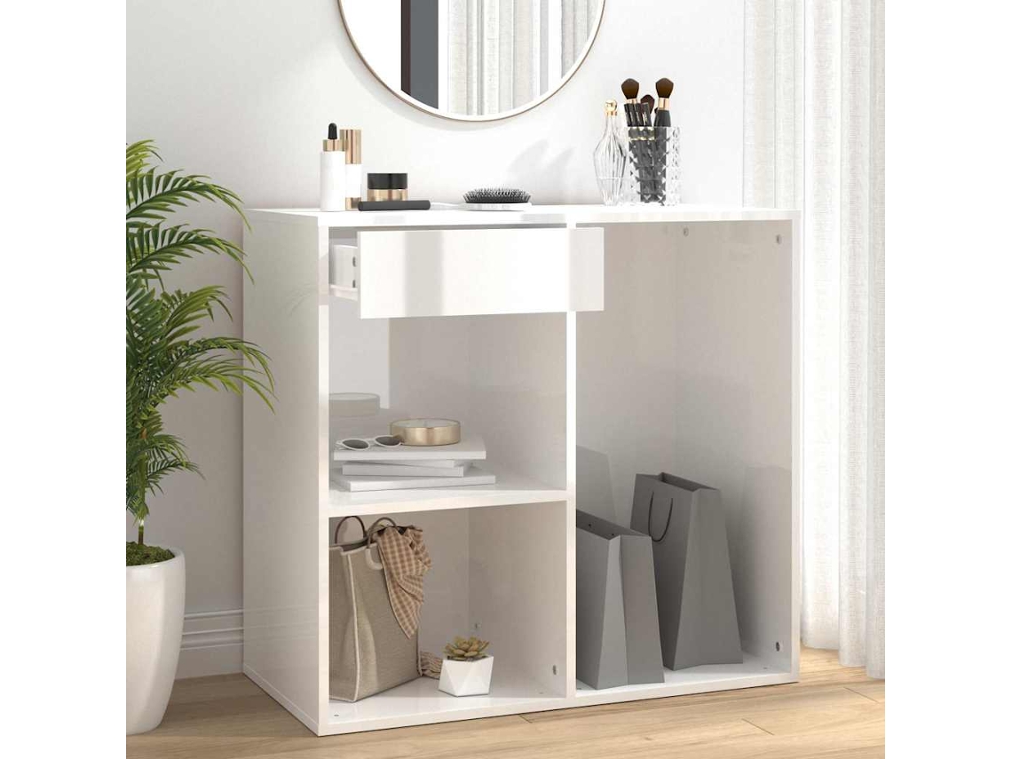 Vidaxl Armário De Cosmética 80x40x75 Cm Madeira Branco Brilhante
